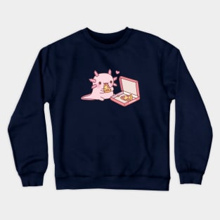 Cute Axolotl Loves Eating Pizza Crewneck Sweatshirt